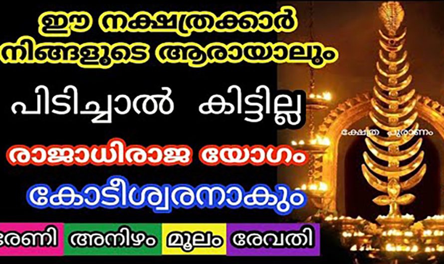 രാജയോഗം തെളിഞ്ഞു നിൽക്കുന്ന ഈ നക്ഷത്രക്കാർക്ക് ഉണ്ടാകുന്ന ഭാഗ്യം നേട്ടങ്ങളെ കുറിച്ച് ആരും അറിയാതെ പോകരുതേ.