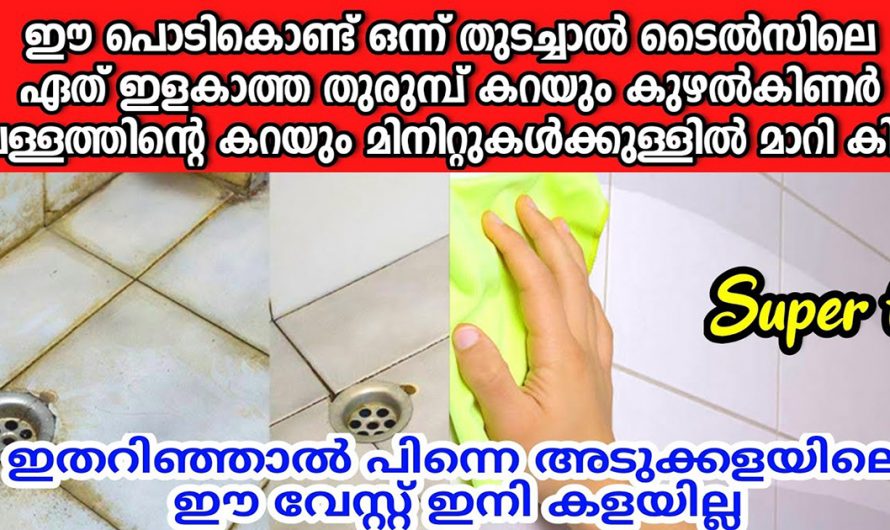 ബാത്റൂമിലെയും ടൈൽസിലെയും കറകളെ ഇല്ലാതാക്കാൻ ഈയൊരു മിശ്രിതം മതി. ഇതാരും കാണാതെ പോകരുതേ…| Cleaning tip malayalam